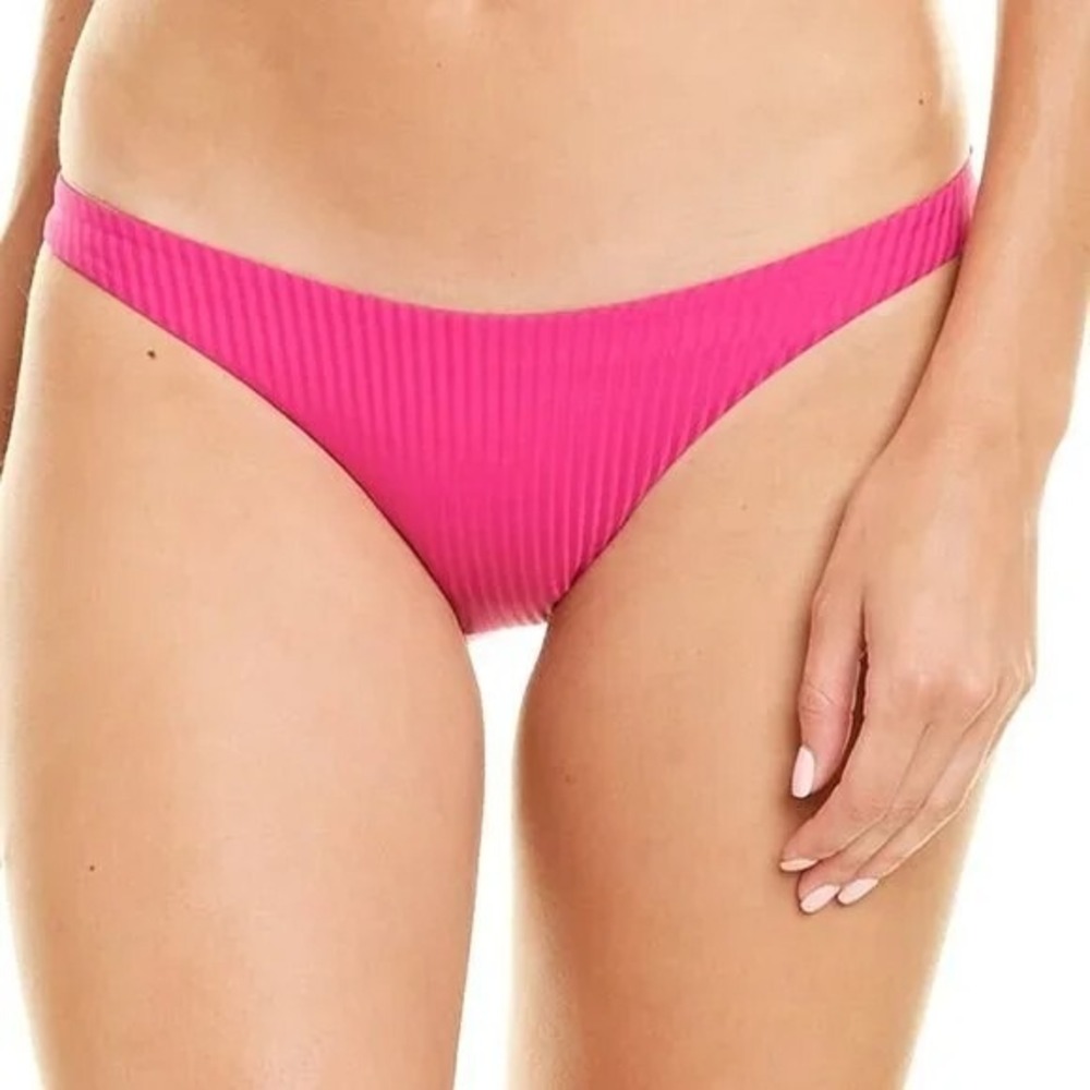 NWT Vitamin A Luciana 4/XS Bikini Bottoms High Cut Hot Pink Beach Bodycon Ribbed